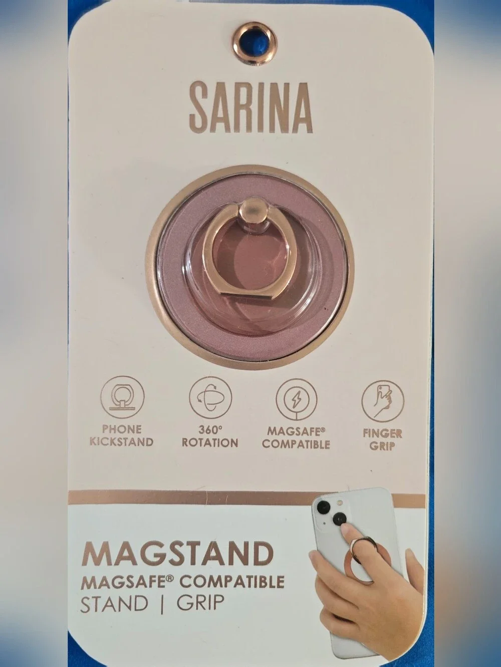NEW Sarina MagStand MagSafe Compatible Phone Ring Grip - Rose Gold